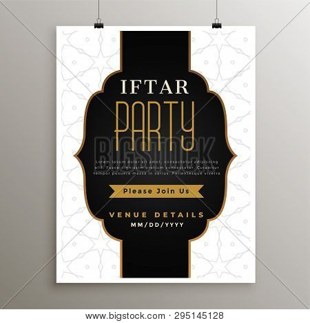 Ramadan Kareem Iftar Party Card Design Vector Illustration