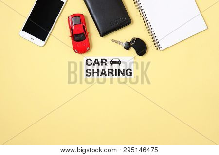 Car Sharing Concept. Text Sign 