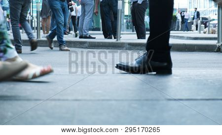 View Of Human Feet People Walking On Crowded Street Movement Of Life People Variety Pedestrian Activ