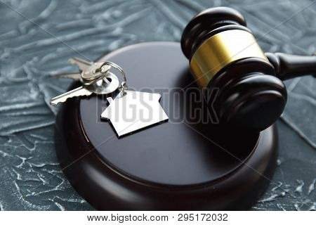 Gavel Wooden And House For Home Buying Or Selling Of Bidding Or Lawyer Of Home Real Estate