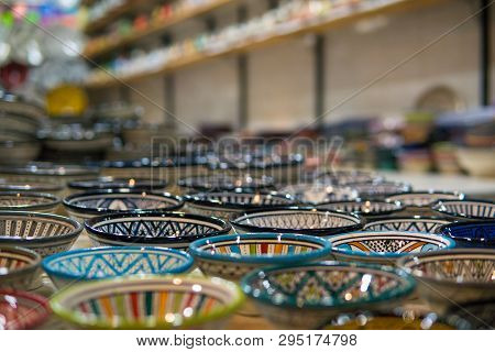 Traditional Ceramic Pottery On Morocco Bazaar, Marakesh