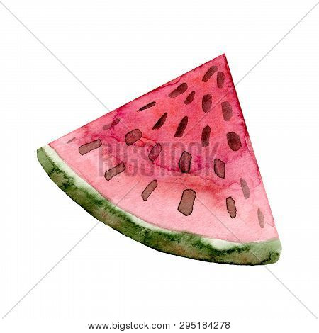 Watercolor Watermelon Fruit. Hand Drawn Summer Illustration. Design For Fabric, Packaging, Textile, 