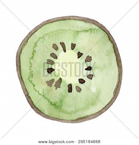 Watercolor Kiwi Fruit. Hand Drawn Summer Illustration. Design For Fabric, Packaging, Textile, Cover,