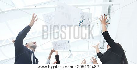 Close Up.exultant Business Team After Signing The Contract