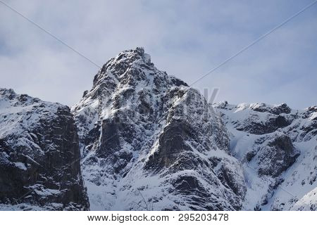 Winter harsh landscape in Lofoten Archipelago, Norway, Europe