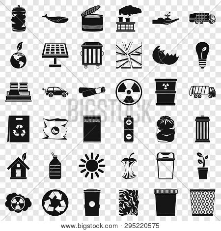 Save Ecology Icons Set. Simple Style Of 36 Save Ecology Vector Icons For Web For Any Design