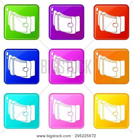 Men Belt Icons Set 9 Color Collection Isolated On White For Any Design