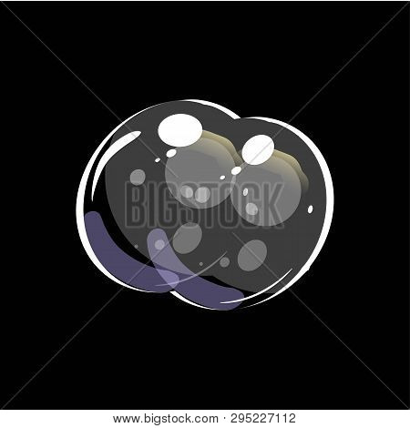 Shiny Soap Bubble In Realistic Style. Transparent White Isolated On Black Background. 3d Vector Illu