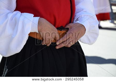 Folk Of Sardinia, Detail Of A Traditional Sardinian Costume