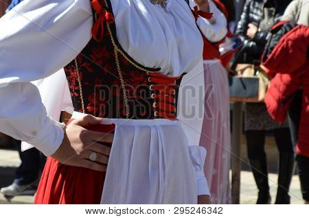 Folk Of Sardinia, Detail Of A Traditional Sardinian Costume