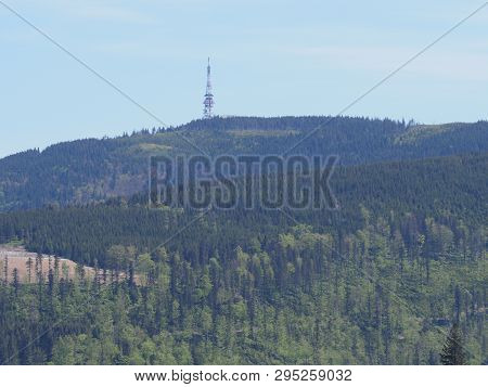 Skrzyczne Mount Landscape Seen From Salmopol Pass The Highest In Silesian Beskids Mountains Near Eur