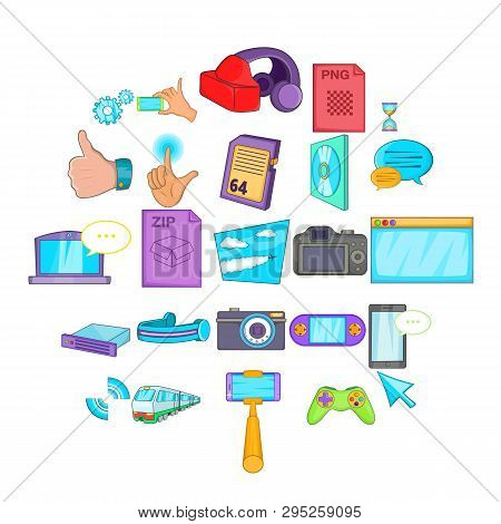 File Sharing Icons Set. Cartoon Set Of 25 File Sharing Icons For Web Isolated On White Background