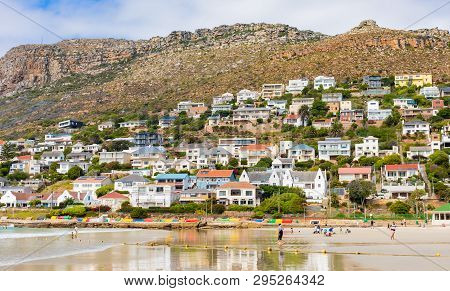 Cape Town, South Africa - March 13 2019: Fish Hoek Beach On A Cloudy Day