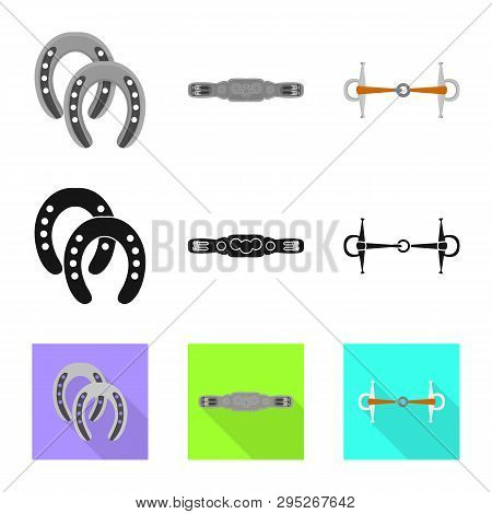 Vector Illustration Of Equipment And Riding Sign. Set Of Equipment And Competition Vector Icon For S