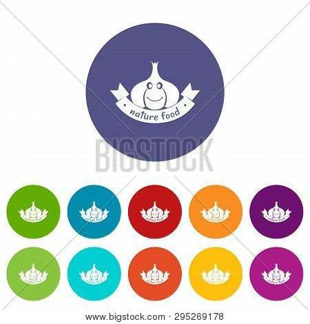 Garlic Icons Color Set For Any Web Design On White Background
