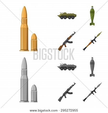 Isolated Object Of Weapon And Gun Logo. Set Of Weapon And Army Stock Vector Illustration.