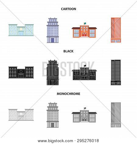 Vector Illustration Of Municipal And Center Symbol. Set Of Municipal And Estate   Vector Icon For St