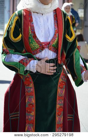 Folk Of Sardinia, Detail Of A Traditional Sardinian Costume