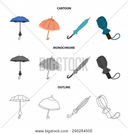 Vector Illustration Of Protection And Closed Sign. Collection Of Protection And Rainy Vector Icon Fo