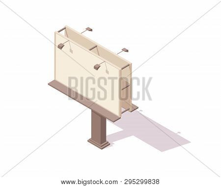 Blank Billboard Isometric Vector Illustration - Empty City Bigboard With Lights For Marketing Or Pro