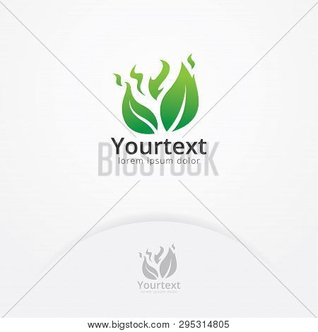 The Leaf Logo With A Blazing Fire, A Symbol Of Nature And Passion. Flame And Spirit Logo Template