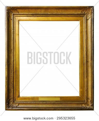 Picture Gold Wooden Frame For Design On Isolated Background