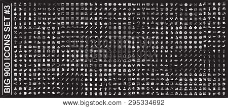 Big 900 Icons Set On Background For Graphic And Web Design. Simple Vector Sign. Internet Concept Sym