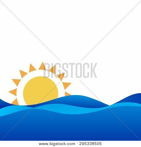 Minimalist Beautiful Sunset Or Sunrise Over Ocean Vector