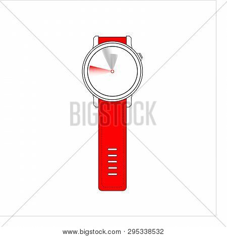 Classic Hand Watch In Red Style. Vector Illustration Isolated On White