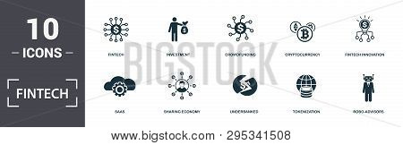 Fintech Set Icons Collection. Includes Simple Elements Such As Fintech, Investment, Crowdfunding, Cr