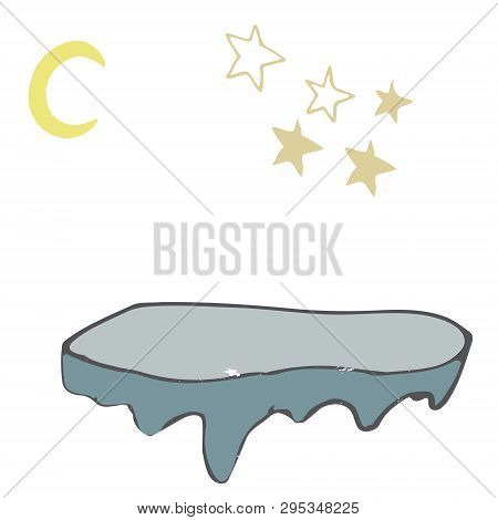 Iceberg And Stars Moon Landscape Vector Illustration Drawing Shaddy Style Yellow Color Blue Land Ice