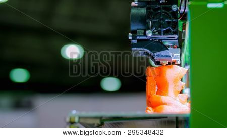 Automatic Three Dimensional 3d Printer Machine Printing Plastic Model At Modern Technology Exhibitio