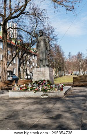 Gdansk, Poland - February 27, 2019: Statue Of A Solidarity Priest Henryk Jankowski.
