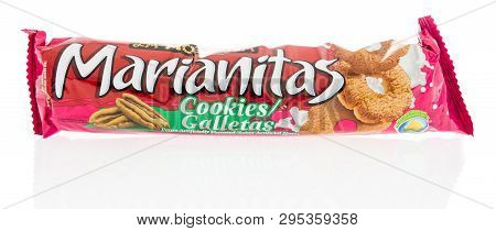 Winneconne, Wi -  13 April 2019: A Package La Moderna Marianitas Pecan Cookies On An Isolated Backgr