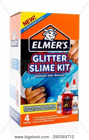 Winneconne, Wi -  14 April 2019: A Package Of Elmers Glitter Slime Kit On An Isolated Background