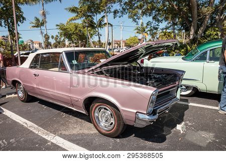Naples, Florida, Usa - March 23,2019: Pink 1965 Pontiac Gto At The 32nd Annual Naples Depot Classic 