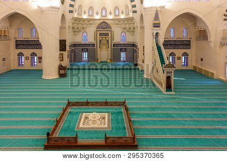 ANKARA, TURKEY - MARCH 16, 2019: Melike Hatun Mosque interior details 