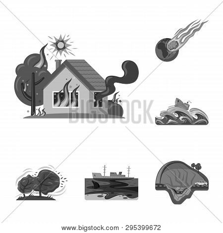 Vector Illustration Of Natural And Disaster Logo. Set Of Natural And Risk Vector Icon For Stock.