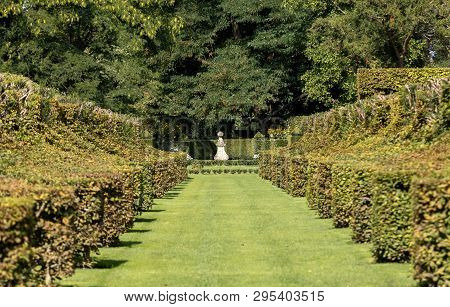 Eyrignac, France - September 2, 2018: The Picturesque Jardins Du Manoir D Eyrignac In Dordogne. Fran