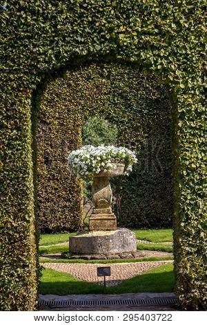 Eyrignac, France - September 2, 2018: The Picturesque Jardins Du Manoir D Eyrignac In Dordogne. Fran