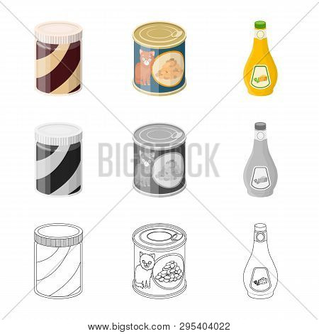 Vector Design Of Can And Food Icon. Set Of Can And Package Stock Vector Illustration.