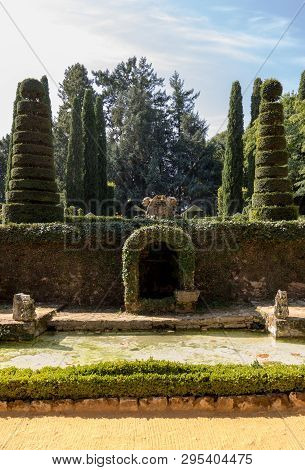 Eyrignac, France - September 2, 2018: The Picturesque Jardins Du Manoir D Eyrignac In Dordogne. Fran