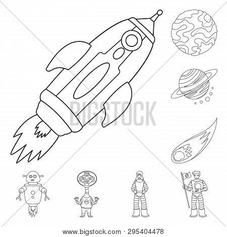 Isolated Object Of Space  And Galaxy  Icon. Set Of Space  And Travels  Vector Icon For Stock.