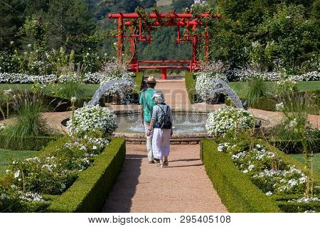 Eyrignac, France - September 2, 2018: White Garden In The Picturesque Jardins Du Manoir D Eyrignac I