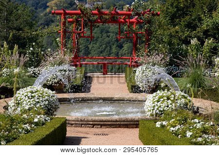 White Garden In The Picturesque Jardins Du Manoir D Eyrignac In Dordogne. France