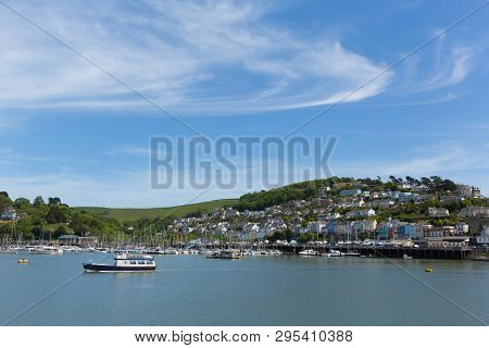 Dartmouth Devon View Of Kingswear And Ferry Across The River Dart In Beautiful Spring Weather