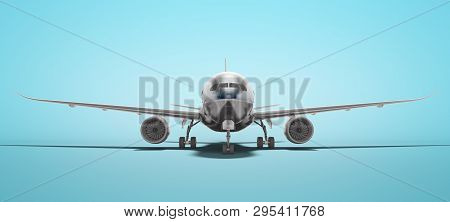 White Aviation Isolated 3d Render Plane On Blue Background With Shadow