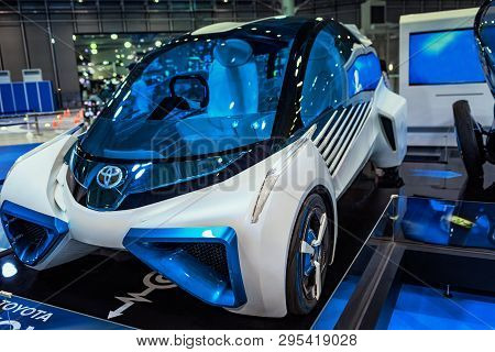 August, Japan, Tokyo.2018, Auto Car Exhibition. Auto Of The Future, The Company Tayota. Auto Exhibit