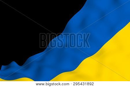 The Flag Of Ukraine On A Dark Background. National Flag And State Ensign. Blue And Yellow Bicolour. 