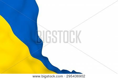 The Flag Of Ukraine On A White Background. National Flag And State Ensign. Blue And Yellow Bicolour.